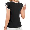 image:imageAvanova Women Contrast Trim Flutter Ruffle Sleeve Blouses Texture V Neck Tops ShirtsBlack