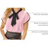 image:imageAvanova Women Short Sleeve Blouses Tie Neck Petal Tulip Sleeve Tops Work Business ShirtsPink Black