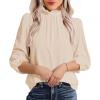 image:imageAvanova Women 34 Long Sleeve Work Business Top Ruffle Mock Neck Blouse Shirts Solid Beige XSmall