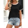 image:imageAvanova Ringer Tee Women Contrast Trim Short Sleeve Shirts Casual Summer Cotton T ShirtBlack
