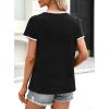 image:imageAvanova Ringer Tee Women Contrast Trim Short Sleeve Shirts Casual Summer Cotton T ShirtBlack