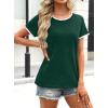 image:imageAvanova Ringer Tee Women Contrast Trim Short Sleeve Shirts Casual Summer Cotton T ShirtDark Green