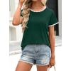 image:imageAvanova Ringer Tee Women Contrast Trim Short Sleeve Shirts Casual Summer Cotton T ShirtDark Green
