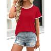 image:imageAvanova Ringer Tee Women Contrast Trim Short Sleeve Shirts Casual Summer Cotton T ShirtRed