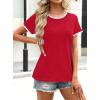 image:imageAvanova Ringer Tee Women Contrast Trim Short Sleeve Shirts Casual Summer Cotton T ShirtRed