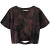 image:imageAvanova Tie Dye Shirt Women Ripped Short Sleeve Crop Tops Distressed Cropped T Shirts for Concert Halloween Goth RockDark Brown