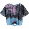 image:imageAvanova Tie Dye Shirt Women Ripped Short Sleeve Crop Tops Distressed Cropped T Shirts for Concert Halloween Goth RockPink Blue