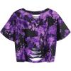 image:imageAvanova Tie Dye Shirt Women Ripped Short Sleeve Crop Tops Distressed Cropped T Shirts for Concert Halloween Goth RockPurple