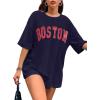 image:imageAvanova Women Graphic Oversized TShirt Short Sleeve Letter Print Loose Tee TopNavy Boston