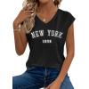 image:imageAvanova Women Graphic Tees Shirt Print V Neck Cap Sleeve Casual T Summer TopsBlack