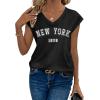 image:imageAvanova Women Graphic Tees Shirt Print V Neck Cap Sleeve Casual T Summer TopsBlack