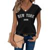 image:imageAvanova Women Graphic Tees Shirt Print V Neck Cap Sleeve Casual T Summer TopsBlack
