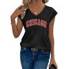 image:imageAvanova Women Graphic Tees Shirt Print V Neck Cap Sleeve Casual T Summer TopsBlack Chicago