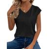 image:imageAvanova Women Graphic Tees Shirt Print V Neck Cap Sleeve Casual T Summer TopsBlack Solid