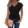 image:imageAvanova Women Graphic Tees Shirt Print V Neck Cap Sleeve Casual T Summer TopsBlack Solid