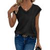 image:imageAvanova Women Graphic Tees Shirt Print V Neck Cap Sleeve Casual T Summer TopsBlack Solid