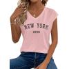 image:imageAvanova Women Graphic Tees Shirt Print V Neck Cap Sleeve Casual T Summer TopsDark Pink