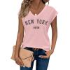 image:imageAvanova Women Graphic Tees Shirt Print V Neck Cap Sleeve Casual T Summer TopsDark Pink