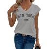 image:imageAvanova Women Graphic Tees Shirt Print V Neck Cap Sleeve Casual T Summer TopsGrey