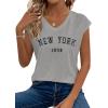 image:imageAvanova Women Graphic Tees Shirt Print V Neck Cap Sleeve Casual T Summer TopsGrey
