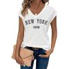 image:imageAvanova Women Graphic Tees Shirt Print V Neck Cap Sleeve Casual T Summer TopsWhite Ny