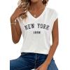 image:imageAvanova Women Graphic Tees Shirt Print V Neck Cap Sleeve Casual T Summer TopsWhite Ny