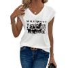 image:imageAvanova Women Graphic Tees Shirt Print V Neck Cap Sleeve Casual T Summer TopsWhite Wildwest