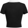 image:imageAvanova Women Polo Collared V Neck Tee Shirts Ringer Short Sleeve Crop TopsBlack