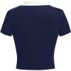 image:imageAvanova Women Polo Collared V Neck Tee Shirts Ringer Short Sleeve Crop TopsBlue