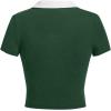 image:imageAvanova Women Polo Collared V Neck Tee Shirts Ringer Short Sleeve Crop TopsGreen