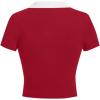 image:imageAvanova Women Polo Collared V Neck Tee Shirts Ringer Short Sleeve Crop TopsRed White