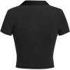 image:imageAvanova Women Polo Collared V Neck Tee Shirts Ringer Short Sleeve Crop TopsSolid Black