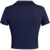 image:imageAvanova Women Polo Collared V Neck Tee Shirts Ringer Short Sleeve Crop TopsSolid Blue