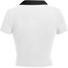 image:imageAvanova Women Polo Collared V Neck Tee Shirts Ringer Short Sleeve Crop TopsWhite