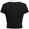 image:imageAvanova Women Polo Collared V Neck Tee Shirts Ringer Short Sleeve Crop TopsWhite Black