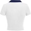 image:imageAvanova Women Polo Collared V Neck Tee Shirts Ringer Short Sleeve Crop TopsWhite Navy