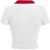 image:imageAvanova Women Polo Collared V Neck Tee Shirts Ringer Short Sleeve Crop TopsWhite Red