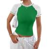 image:imageAvanova Women Raglan Colorblock Baby Tee Shirt Short Sleeve Summer Casual TopsGreen White
