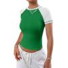 image:imageAvanova Women Raglan Colorblock Baby Tee Shirt Short Sleeve Summer Casual TopsGreen White