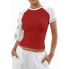 image:imageAvanova Women Raglan Colorblock Baby Tee Shirt Short Sleeve Summer Casual TopsWhite Red