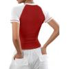image:imageAvanova Women Raglan Colorblock Baby Tee Shirt Short Sleeve Summer Casual TopsWhite Red