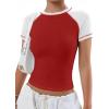 image:imageAvanova Women Raglan Colorblock Baby Tee Shirt Short Sleeve Summer Casual TopsWhite Red