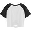image:imageAvanova Women Raglan Short Sleeve Crop Tops Distressed Ripped Tshirt Cropped Tee Shirts White Small