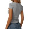 image:imageAvanova Women Side Ruched Crop Tops Short Sleeve Fitted Cropped T Shirts Crewneck Stretchy Basic TeeGrey