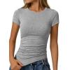 image:imageAvanova Women Side Ruched Crop Tops Short Sleeve Fitted Cropped T Shirts Crewneck Stretchy Basic TeeGrey