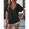 image:imageAvanova Women V Neck Side Slit Split Tee Oversized Short Sleeve T Shirts Summer TopsBlack