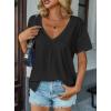 image:imageAvanova Women V Neck Side Slit Split Tee Oversized Short Sleeve T Shirts Summer TopsBlack
