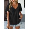 image:imageAvanova Women V Neck Side Slit Split Tee Oversized Short Sleeve T Shirts Summer TopsBlack