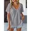 image:imageAvanova Women V Neck Side Slit Split Tee Oversized Short Sleeve T Shirts Summer TopsGrey