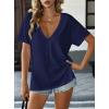 image:imageAvanova Women V Neck Side Slit Split Tee Oversized Short Sleeve T Shirts Summer TopsNavy